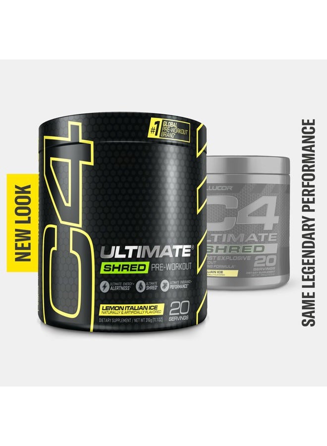 C4 Cellucor C4 Ultimate Shred Pre Workout Powder, Fat Burner for Men & Women, Metabolism Supplement with Ginger Root Extract, Lemon Italian Ice, 20 Servings (Pack of 1) - Image 4